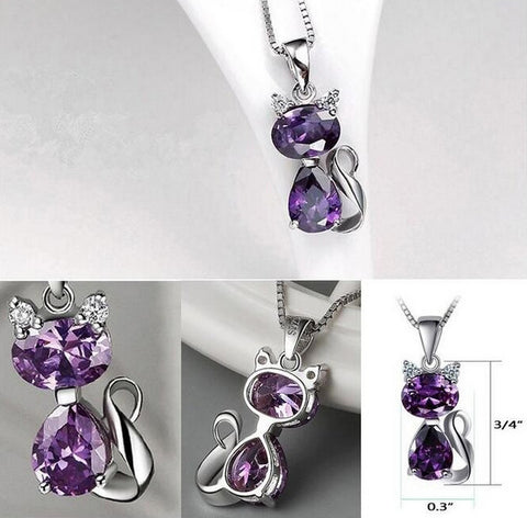 925 Sterling Silber Katze Halskette