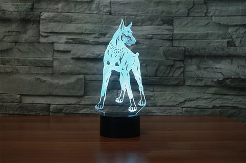 3D Dobermann Pinscher Nachttischlampe