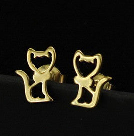 18k Titan Katze Ohrringe
