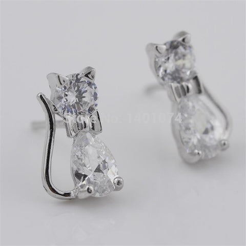 925 Sterling Silber Katze Ohrringe