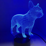 3D Französische Bulldogge LED Nachttischlampe