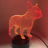 3D Französische Bulldogge LED Nachttischlampe