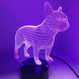 3D Französische Bulldogge LED Nachttischlampe