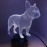 3D Französische Bulldogge LED Nachttischlampe