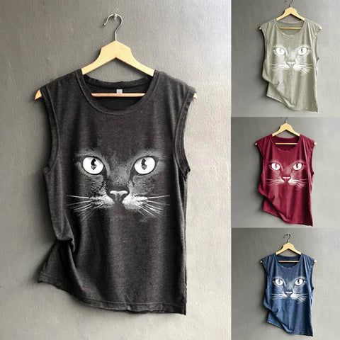 Ärmellose Katzen T-shirt