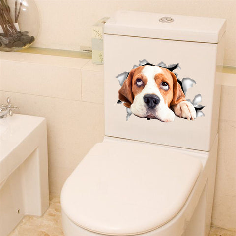 3D Hunde WC Aufkleber