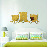 3D Cats Mirror Wall Stickers