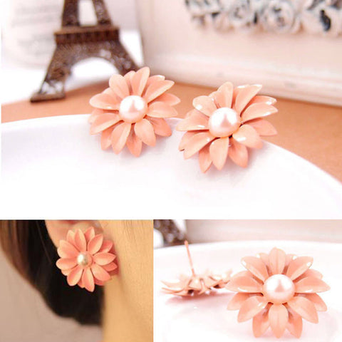 Boucles d'oreilles fleur perles
