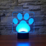 Lampada LED zampa di cane 3D