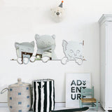 3D Cats Mirror Wall Stickers