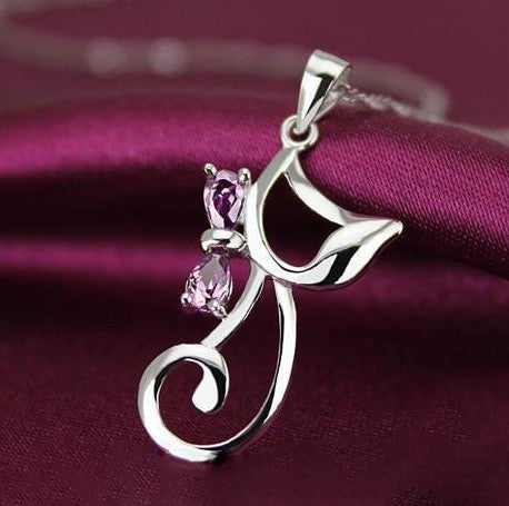 925 Sterling Silber Katze Halskette
